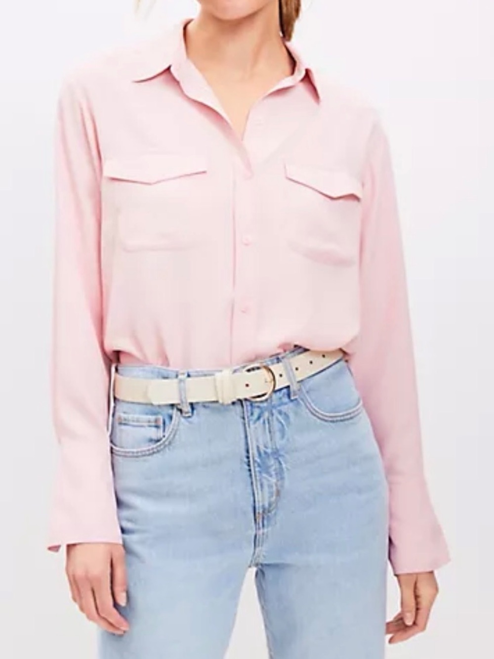 LOFT Wide Cuffed Pink Utility Shirt LP NWT